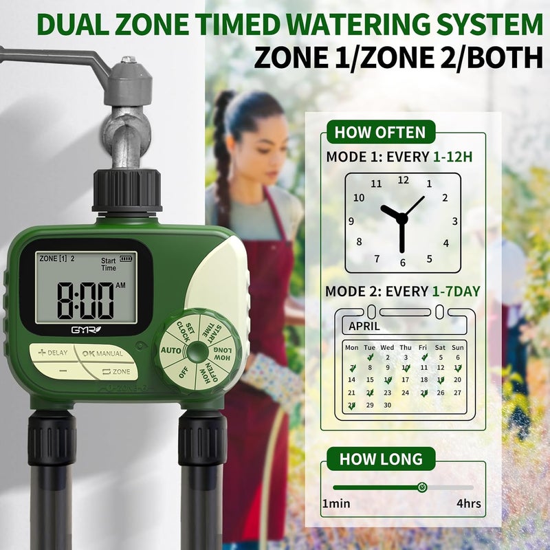 Gmr Hose Timer for Watering, Water Timer, Irrigation Controller for Garden Hose Faucet, Programmable Automatic Watering System/Manual/Rain Delay, IP54 Waterproof - Image 3